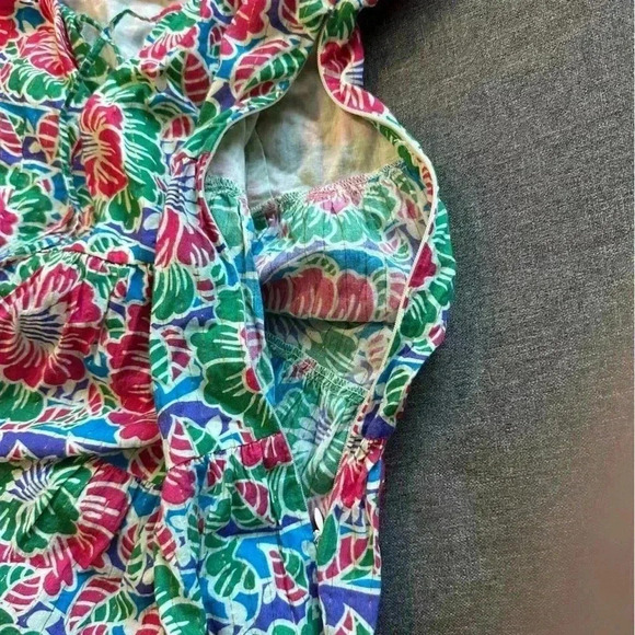 RIXO London Roxy Long Sleeve Mini Dress Hibiscus Floral Cotton swing Medium - Picture 8 of 11